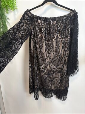 love FIRE Black Lace Dress or long Top M/M